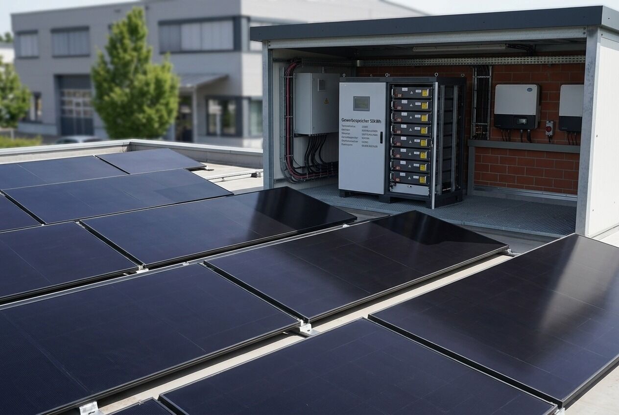 Gewerbliche Photovoltaikanlage mit Speicher als Referenz