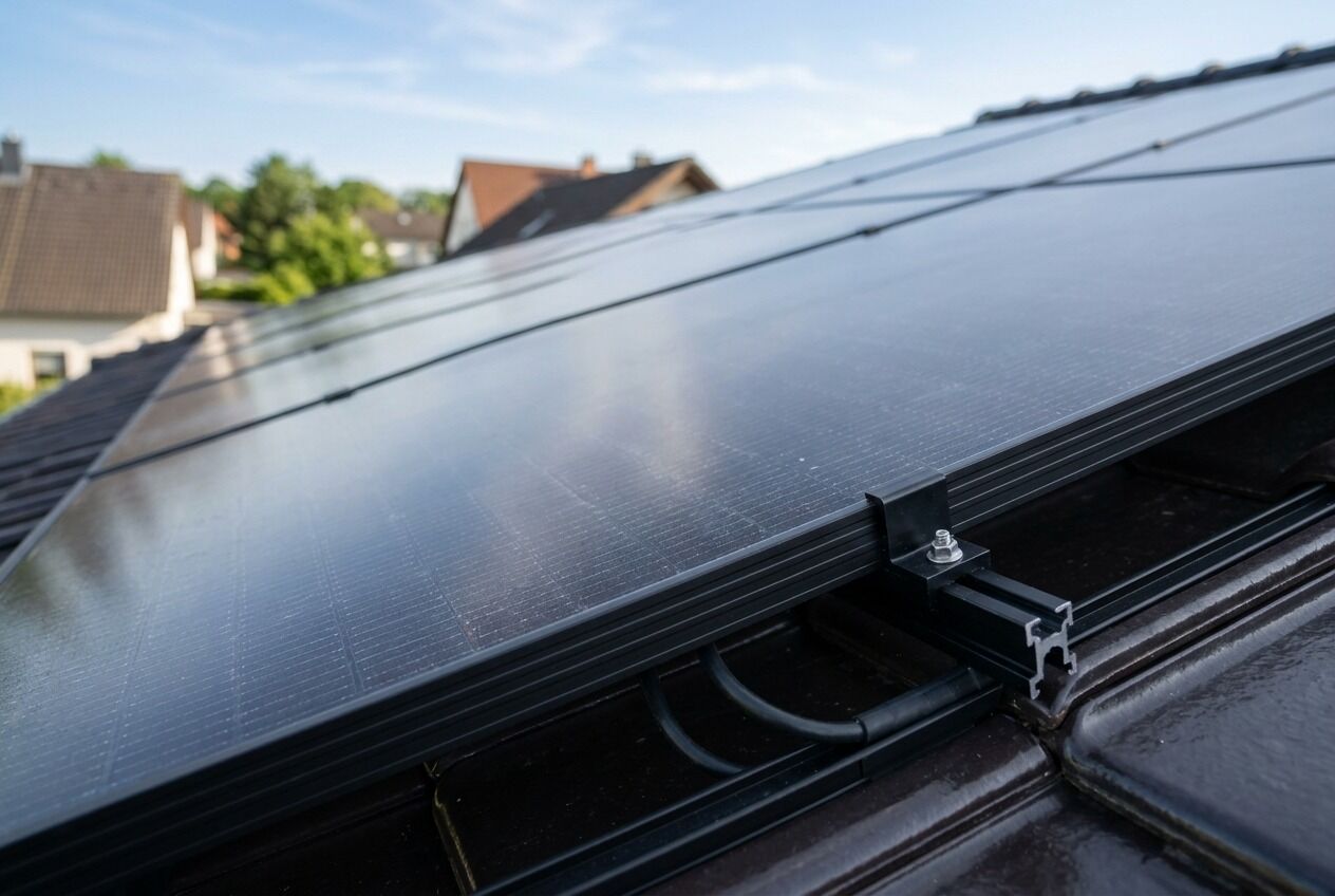 Montage der Solarmodule auf dem Dach
